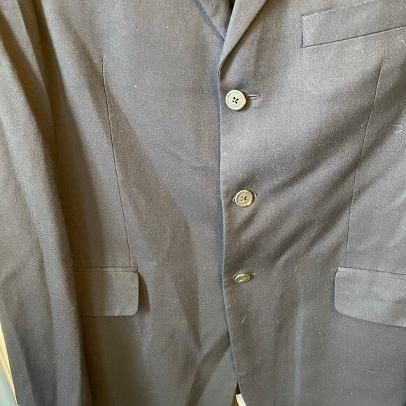 J Crew Wool Blend Black 3Button Blazer Jacket Men Sz 42Long Faux Pocket Career - Picture 6 of 6
